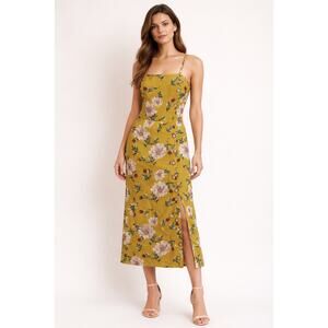 Xhilaration Womens Floral Midi Dress Size L Button Side Slit